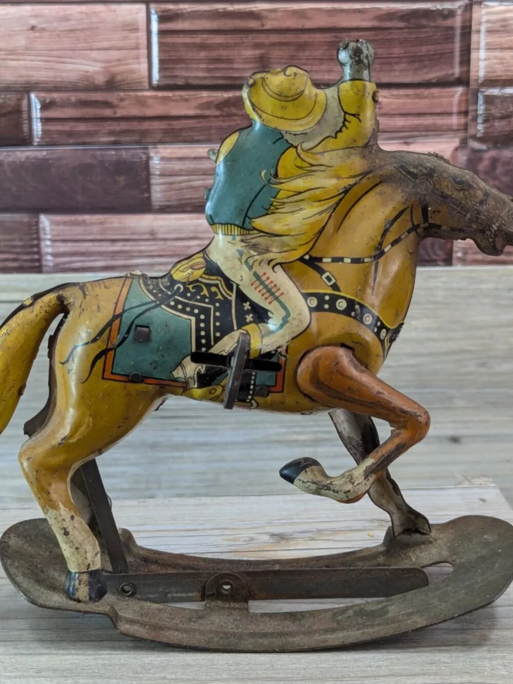 Marx Toys Tin Roy Rogers & Trigger Wind Up Toy Rocking Horse Missing Parts Works
